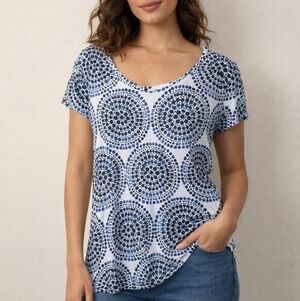 The Limited Blue and White Circle Pattern Top